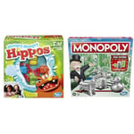 Hasbro Gaming Elefun and Friends Hungry Hungry Hippos Game & Monopoly Game, Family Board Game for 2 to 6 Players, Monopoly Board Game for Kids Ages 8 and Up, Package May Vary