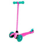 Zinc Sparkle Three Wheel Scooter, Adjustable Height, Soft-Touch Handlebars, Light-Up Stem up Wheels, Non Slip Deck, Pink