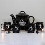 Witches Brew Ceramic Cauldron Tea Set | Gothic Gift | Halloween