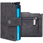 BEWMER Porte Carte de Crédit 2 Blindé | Portefeuille Slim pour Homme et Femme avec Protection RFID Anti-clonage | Porte Carte et Billets avec Porte-Monnaie (B2 avec Zip, Gris)