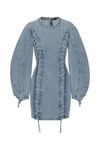 Denim Laced Mini Dress - Light Blue Denim