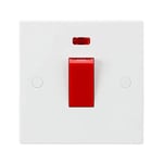 Knightsbridge SN8331N White Square edge Plastic 45A 1G DP Switch with Neon, 9.0 mm*86.0 mm*86.0 mm