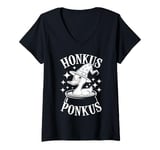 Womens Honkus Ponkus Funny Duck Witch Halloween Magic V-Neck T-Shirt