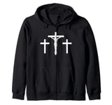 Jesus Christ and The Three Crucifix Zip Hoodie