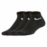 NIKE Unisex Kids Performance Basic Ankle 3 Pairs Eu 18 1/2-23 1/2 SOCKS, Black As