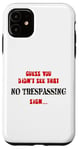 Coque pour iPhone 11 Panneau Guess You Didn't See That No TRESPASSING