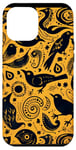 Coque pour iPhone 12 Pro Max Jaune Abstrait Paisley Corbeau Art