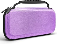 Glitzer Pochette De Transport Compatible Avec Nintendo Switch & Switch Oled, Etui Rigide En Eva Con Zippée Pour Accessoires, Housse De Rangement Protection Pour Switch Cadeaux Filles,Violet