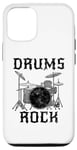 Coque pour iPhone 15 Batterie Rock, batteur fête des pères musicien rock Goth