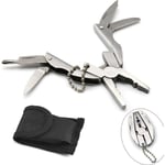 Multi-Outil Pinces Kit Multifonction Outil de Poche avec étui en Cuir Noir, Multitools Pince Pour Camping, Pêche, Randonnée, Cuisine, Pique-Nique