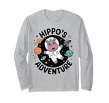 Funny Hippo’s Adventure in Space Cute Astronaut Hippo Lover Long Sleeve T-Shirt