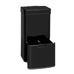 KLARSTEIN Touchless - Poubelle en acier inoxydable, capteur, capacité 72 litres, 4 bacs : 43 & 2 x 12,5 litres, ouverture et fermeture automatique - noir