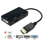 3 In1 1080p Display Port Male To Hdmi Dvi Vga Female Cable Adapter Converter Uk