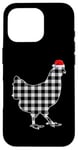 Coque pour iPhone 16 Pro Chemise de Noël poulet noir et blanc Buffalo Plaid Pyjama