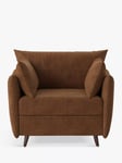 Swyft Model 08 Small 1 Seater Single Faux Leather Sofa Bed, Chestnut