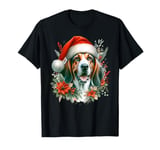 Christmas American English Coonhound Dog Watercolor Artwork T-Shirt