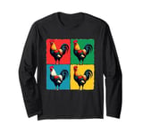 Colorful Funny Chicken Art, Crazy Chicken Rooster Family Long Sleeve T-Shirt