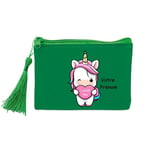 Porte monnaie et cles vert licorne coeur kawaii I love you personnalisable