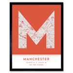 Manchester England United Kingdom City Map Modern Typography Stylish Letter Framed Word Wall Art Print Poster for Home Décor