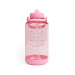 Phoenix Fitness 2 Litre Motivational Water Bottle with Straw - 2000ml Sports Water Bottle with Time Markings & Carry Handle - Reusable Non-Toxic BPA-Free Gym Drinks Bottle - 2L, Pink