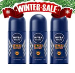 Nivea Men Stress Protect Roll-On Deodorant Antiperspirant 50ml 3-Pack