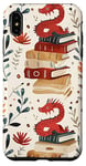 Coque pour iPhone XS Max Motif de ver de bibliothèque Cute Dragon Books Cottagecore