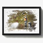 Arty Pie Framed Print Black A2 (24.5x18 Inch) Banksy Street Cleanup Graffiti Wall Art V3, Wood, Multi-Colour, 60 x 42 x 2 cm