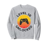 Level 16 Unlocked Headphones 16 Years Vintage 16th Birthday Sweatshirt