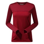 Berghaus Women's Voyager Long Sleeve Tech Tee Base Layer, Syrah/Red Dahlia, 16