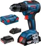 Bosch GSR 18V-55 Perceuse-visseuse sans fil + 2 batteries 18V 2.0 Ah + chargeur rapide GAL 18V-40 + L-Case