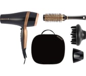 REMINGTON D6960GP Salon Smooth Hairdryer Gift Set - Black & Gold, Gold,Black