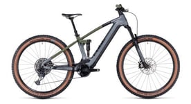 Vtt electrique tout suspendu cube stereo hybrid 120 tm 750 sram gx eagle 12v 750 wh 29   gris flash vert olive 2023