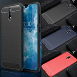 For Nokia 2.3, 6.2" Carbon Fibre Silicone Gel Phone Case Cover + Hd Screen Guard