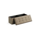 Banc de Rangement Pliable de 110 cm, Coffre de Rangement, Tabouret Repose-Pieds, Pouf de Chambre, Taupe Clair - Songmics