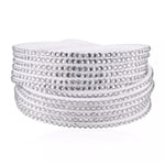 Wrap Läderarmband/Läder Armband med Strass / Rhinestones - Vit Vit