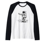 Astronaut Hitchhiking to Earth Black & White Design Raglan Baseball Tee