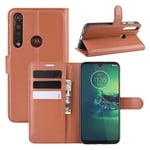 Motorola Classic Moto G8 Plus flip kuoret - Ruskea