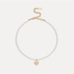 Coach C Heart Gold-Plated Faux Pearl Choker Necklace