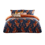 furn. Tibetan Tiger King Duvet Cover Set, Cotton, Polyester, Blue, TIBETTI/D03/BLU