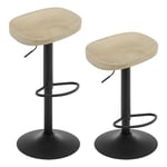 WOLTU Tabouret Bar, Lot de 2, Tabouret de Bar en Bois, Chaise de Bar, Tabouret Haut, Cadre en Métal, Réglable en Hauteur, Pivotant à 360°, avec Repose-Pieds, Industriel, Chêne Clair, BH413hei-2