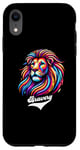 Coque pour iPhone XR Lion coloré avec inscription « Bravery »