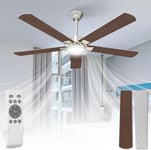 132Cm Grand Ventilateur Plafond Avec Lumiere Double Face Pale,Ventilateur Plafond Silencieux Avec Telecommande Et Reversible Dc Moteur,Lampe Ventilateur Plafond Pour Chambre Salon,6 Vitesses