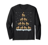 Coyote Animal Santa Hat Ugly Christmas Tree Lights Long Sleeve T-Shirt