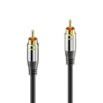 Sonero Premium 10.0 m RCA Cable, 1x RCA Male to 1x RCA Male, Subwoofer, Amplifier, Projector, AV Receiver, Black