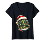 Womens Holy Bible Christian Religious Christmas Hat Xmas V-Neck T-Shirt