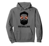 Football Dad Funny Messy Hair Beard Football Dad Pullover Hoodie