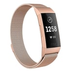 SKALO Milanese Loop till Fitbit Charge 3/4 - Roséguld