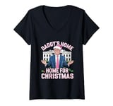 Womens Take America Back, Daddy's Home for Christmas Trump 2024 V-Neck T-Shirt