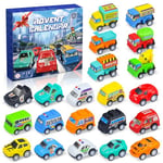 Advent Calendar 2024, 24 Days Christmas Pull Back Cars Countdown Calendar for Boys and Girls, With Cars and Construction Vehicles Set, Surprise Xmas Car Toys Advent Calendar Gift