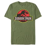 Jurassic Park Men's Classic Movie Logo T-Shirt, Military Green, XXL